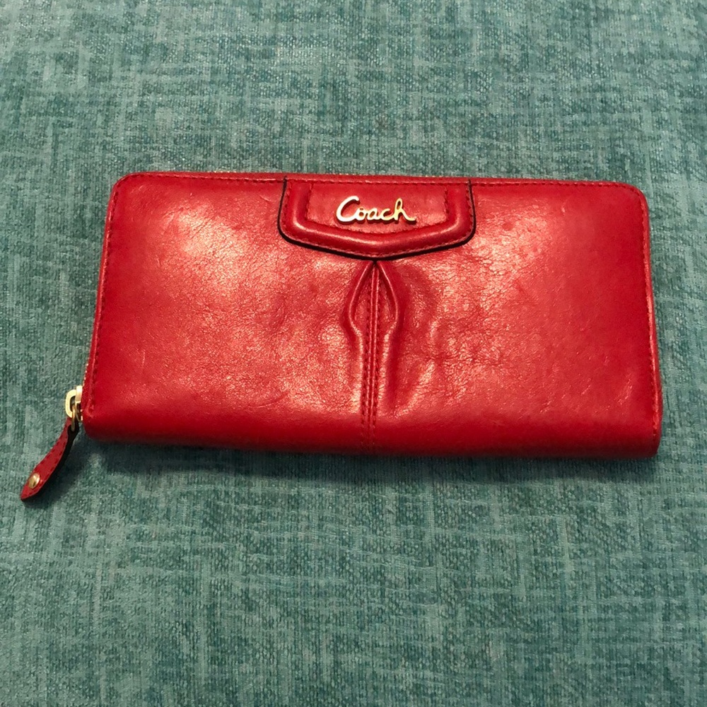 Red Coach leather wallet. NWT